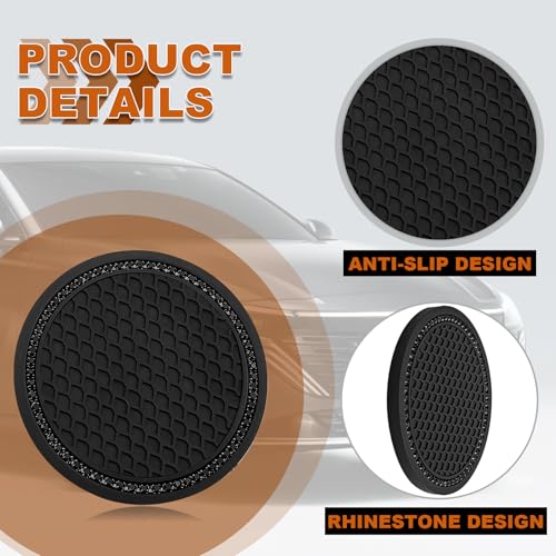 Portavasos para auto silicona 2.75 pulg 2 piezas negro miniatura 3