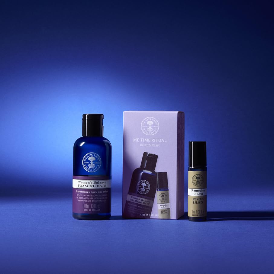 Neal's Yard Remedies Me Time Ritual Gift Set, Foaming Bath Wash & Remedies To Roll Women's Balance Oil, Vegan & Cruelty-Free, Set of 2 - Image 4