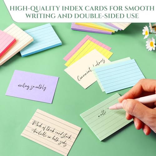 ELAKIRI 1200er Karteikarten a8 liniert, 150g/m² verdicktes Papier lernkarten bunt, 5.2 x 7.4cm flashcards für Englisch Vokabeln, Formeln und Notizen, Index Cards für Büro Schule Präsentation Vortrag