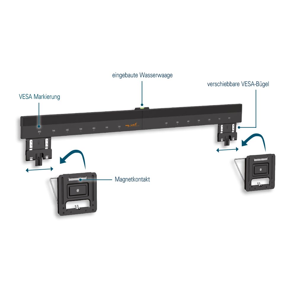 Mywall HE7-2L Support Mural Universel Ultra Fin pour écran Plat de 43 à 100 Pouces, Charge jusqu'à 75 kg, Support TV Universel Ultra Fin, Distance au Mur 9,5 mm