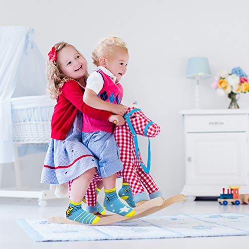 Image of Tphon 12 Pairs Toddler Non Skid Socks with Grips Anti Slip Bottom, Cotton Non Slip Ankle Crew Socks for Boys, Girls, Kids(1-7Years)
