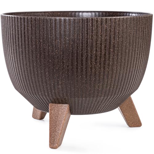 KONZEPT Pflanzschale Groß 29cm Braun, Blumentopf mit Füßen,...