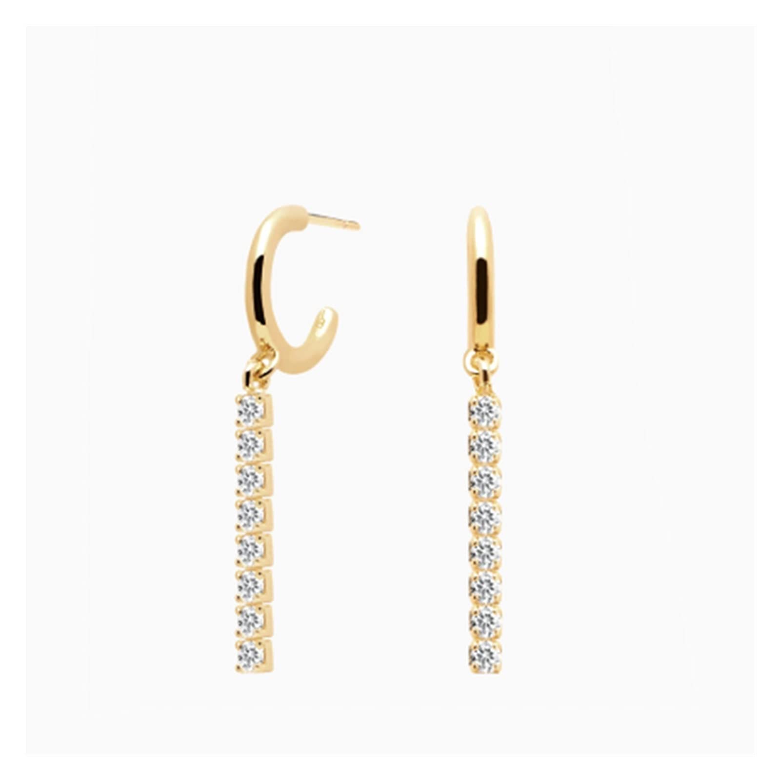 ISCBAFYX 2 ück 925 Sterling Silber Quasten-Ohrstecker für Damen und Mädchen, Bling Zirkon Piercing, Langer Ohrring, Jewerly Pendientes Brincos yc630 (Gem Color: Gold Color1)
