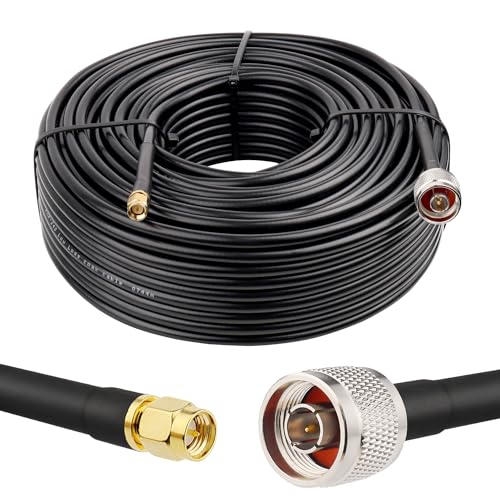 Image of MOOKEERF KMR240 N Male to SMA Male Cable - 150FT Ultra Low Loss SMA to N Cable 50 ohm for WiFi Router /GPS Receiver /Antenna /Signal Booster Use