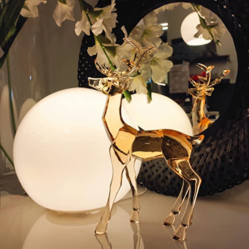 Darmomoon Acrylic Reindeer Deer Figurine Glass Collection Ornament Statue Animal Collectible Standing Christmas Decor Home Decor 7.2" L (Amber) #TOP3