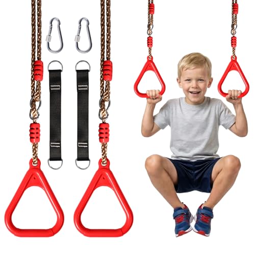Vdealen Kinder Klettern Ringe Schaukel Outdoor Multifunktions Turnringe, Multifunktions Trapeze Schaukel für Innen- und Außenbereiche geeignet, kann 120 kg tragen（2er-Pack）