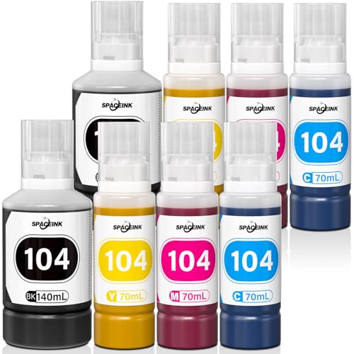 Tinte 104 Multipack 2 Sätze kompatibel für Epson 104 Tinte ET-2820 ET-4800 ET-2870 ET-2810 ET-2862 ET-2826 ET-2856 ET-4810 ET-2811 ET-2812 ET-2814 ET-2815 Drucker(2 Schwarze 2 Cyan 2 Magenta 2 Gelb)