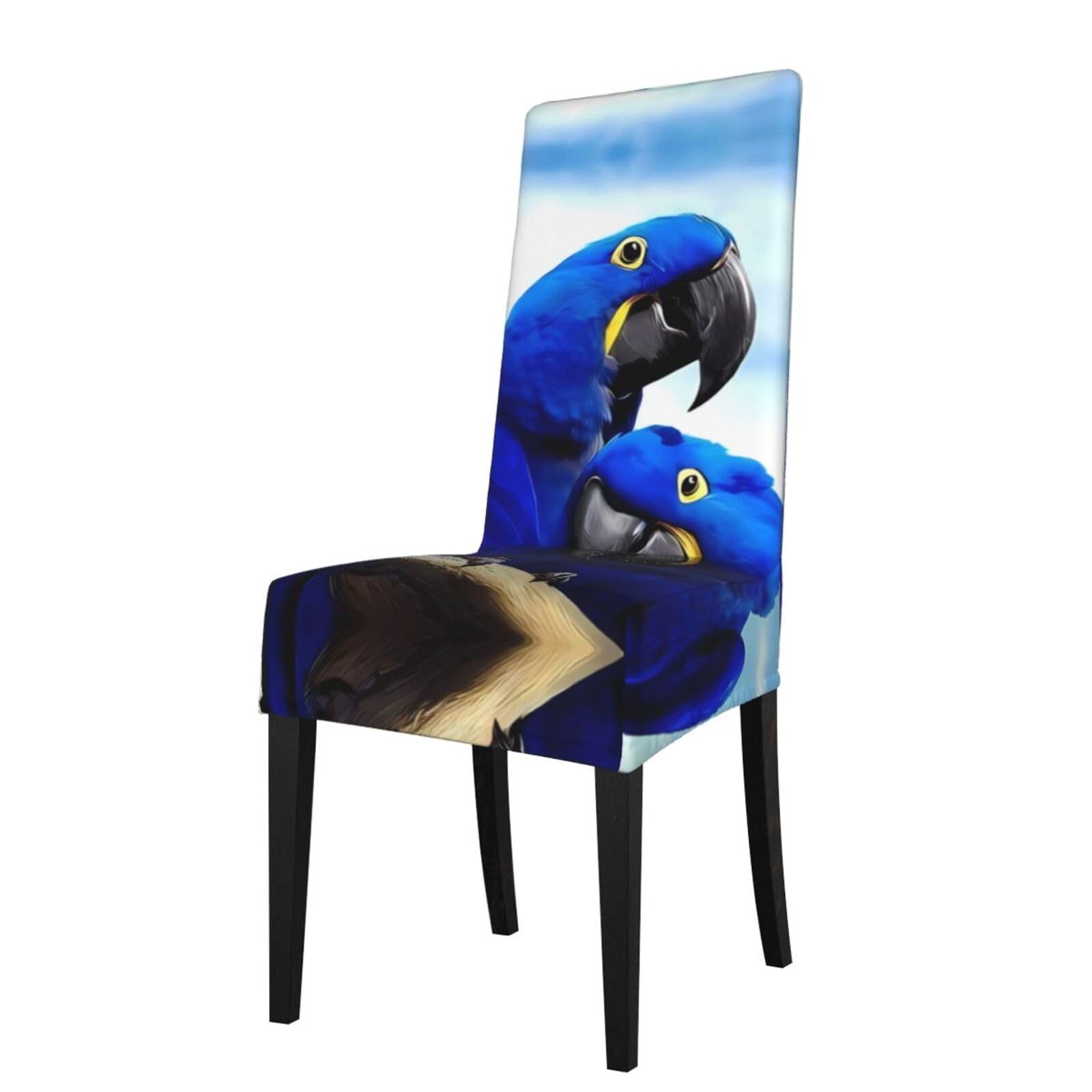 YYHWHJDE Blue Parrot Hugging Prints Protection Cover for Dining Chair – Stretchable Slipcovers for a Refreshing Dining Room Makeover
