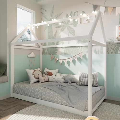 Merax Wood House Bed,Floor Bed with Slats,No Box Spring...