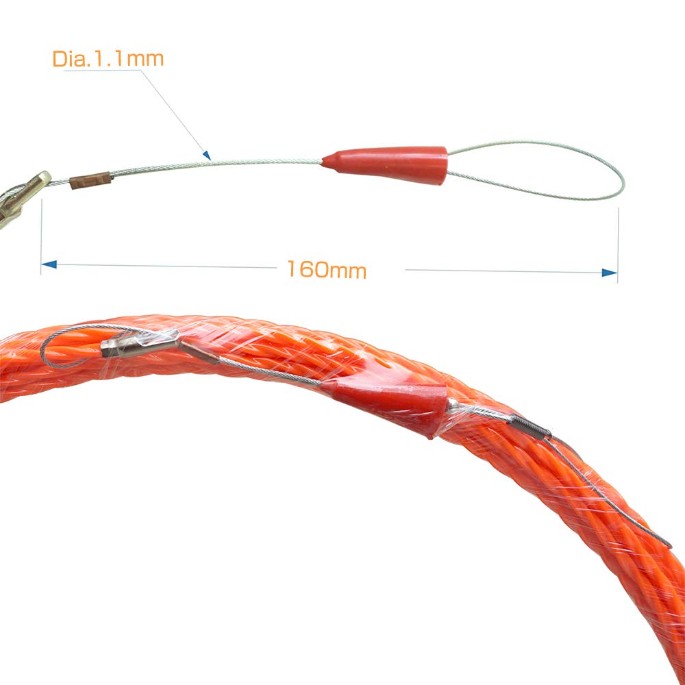Polyestermateriaal Trekkoord Kabeltrekhulp 50 M - Trekdraad 4 Mm Met Geleidingsveren Voor Het Leggen Van Kabels In Buizen Kabeltrekker Elektrisch