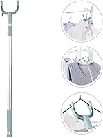 Vista 2 de LIFKOME Poste de ropa retráctil telescópico de largo alcance de 60 a 40.2 in, poste de tendedero ajustable con gancho, tenedor de secado de ropa