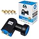 HB-DIGITAL LNB LNC Full HD TV 3D 4K + Kontakte vergoldet + Wetterschutz (ausziehbar) im Set mit F-Stecker vergoldet GRATIS dazu (Twin Ultra, Schwarz)
