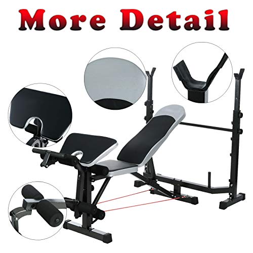 ncient 330lbs Olympic Weight Bench Multi-Function Adjustable Weight Bench with Preacher Curl Leg Developer Lifting Press Exercise Equipment for Indoor Full-Body Workout