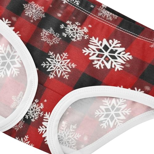 Snowflakes Red Black Checkered Cute Panties Girl Girls Underwear Toddlers Cotton Stylish Undies Kids Briefs 2t4
