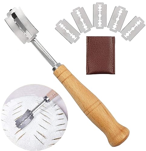 Brot Lahm, Teig Rasiermesser, Brot Bäcker Cutter, Baguettemesser, Bäckermesser,Ritzmesser zum Einschneiden von Baguette,Gebogene...