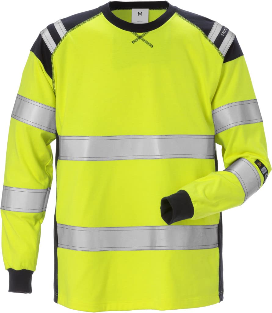 Fristads Flamestat Camiseta de manga larga clase 3 7077 Tflh, Amarillo de alta visibilidad/azul, XXXXL