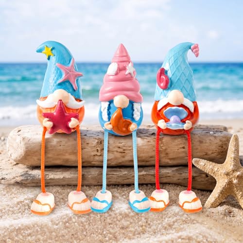 Set 3 Figuras Gnomo de Playa Decorativo en Resina