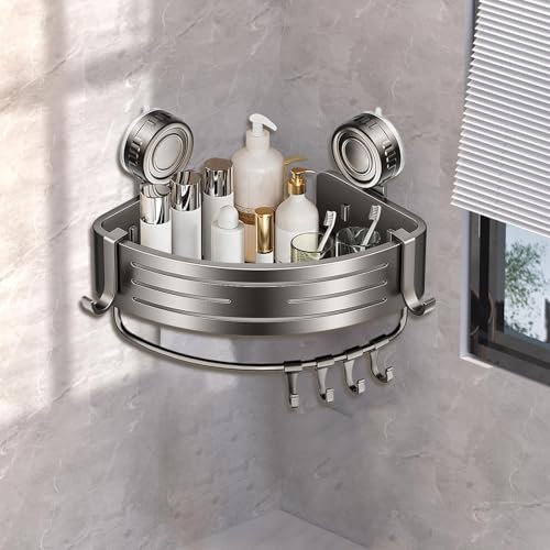 Étagère d'angle de douche sans perçage avec ventouse pour shampoing