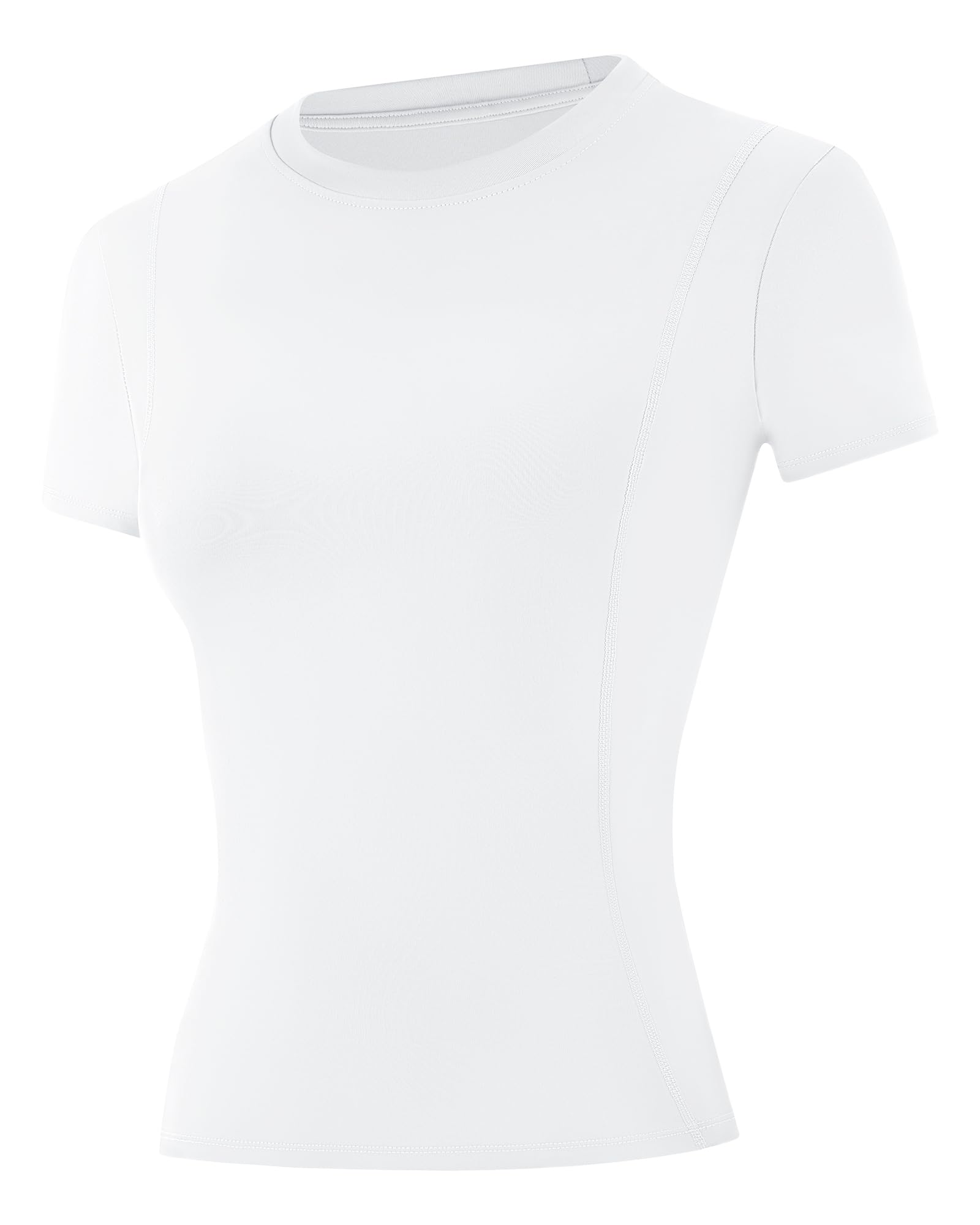 Runhit Kompressionsshirt Damen Kurzarm, Sportshirt mit Klassischem Schulter-Schnitt, Atmungsaktives Funktionsshirt Schnell trocknend, Sport T-Shirt für Fitness Gym Laufen Yoga