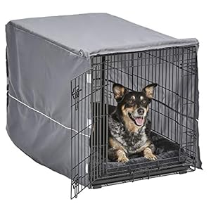 MidWest Homes for Pets Double Door 36-inch Dog Crate Kit, Bundle Includes a Two-Door Cage, Matching Gray Bed and Crate Cover, For Medium to Large Sized Breeds