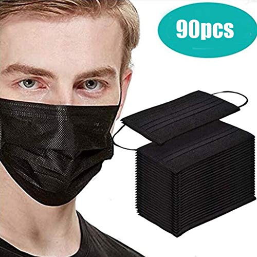 Preisvergleich Produktbild KANGMOON Gesichtsvisier Einwegdruck / Schutzvisier Universal Gesichtsschutz / Face Bandanas,Protection, Anti-Haze Dust (Black, 90)