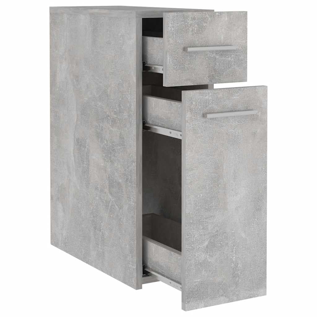 Apothekerschrank 20x45,5x60 cm Betongrau, Schmaler Küchenschrank aus Holzwerkstoff, Kompakter Vorratsschrank für Haushalt und Küche