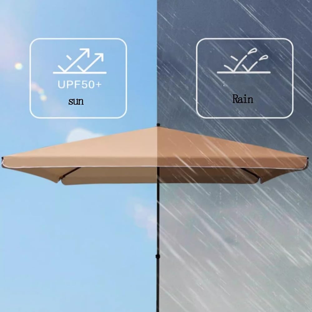 Grande Ombrellone da Giardino 2x2m 2.2x2.8m 3x3m Quadrato Ombrellone da Spiaggia Protezione UV Ombrellone da Piscina Rettangolare per Gazebo, Mercati, Terrazza(Burgundy,1.8x2.2m/6x7ft)