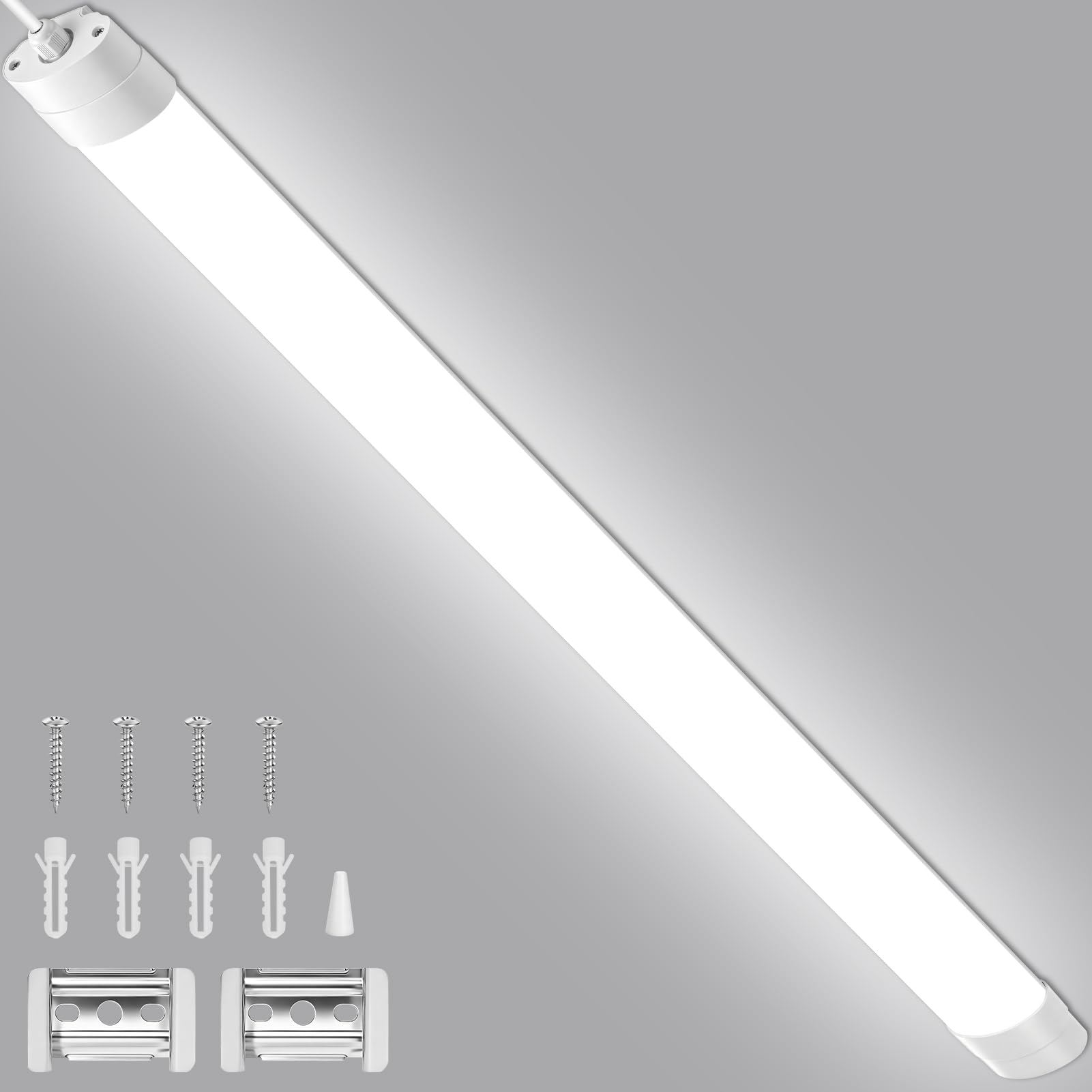 Keleef LED Batten Lights 4FT 40W 6500K Linkable LED Tube Light, 4800LM LED Ceiling Strip Lights for Office Warehouse Garage Workshops Basements Kitchen Living Room