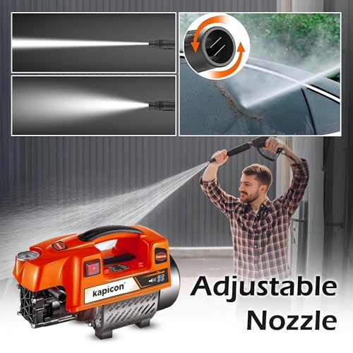 Image of KP-10 High Pressure Washer for Car & Bike | 2000W Copper Motor, 140 Bar Pressure, 7L /Min Flow, 8M Hose, Foam Cannon | Portable Electric Pressure Washer for Home Cleaning (Orange)