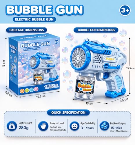 Goyal's Electric Bubble Gun for Kids 3+ Blue - Image 6