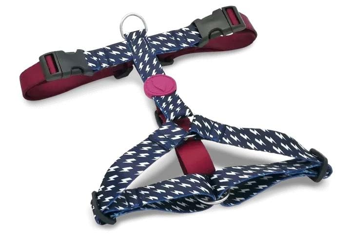 MORSO® Arnés H Ajustable en 5 Puntos para Perros Grandes, Azul y Burdeos, Talla XL