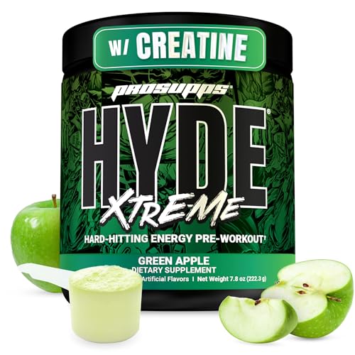 ProSupps Mr. Hyde Xtreme Pre Workout Powder with Creatine, Beta Alanine & Caffeine - Extreme Energy, Pumps, Focus & Performance - Fitness & Gym Supplements for Men & Women (Green Apple, 30 Servings)
