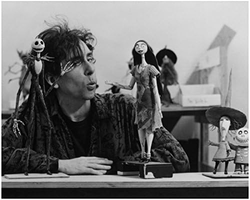 Tim Burton on Set Whistling to Jack Skellington and Sally 8 x 10 Photo