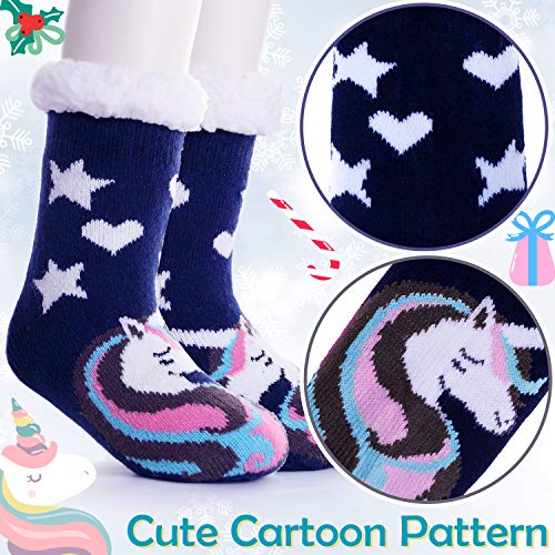 Image of MOGGEI Girls Slipper Fuzzy Socks Kids Boys Fluffy Fleece Lined Warm Plush Sherpa Winter Child Home Socks