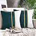 Lot de 2 Housse Coussin 45x45 cm Rayures Lignes Dorées Velours Housse de Coussin Patchwork Coussins de Canapé Vert Décoratifs Taies d'oreiller pour la Maison de la Chambre à Coucher du Salon