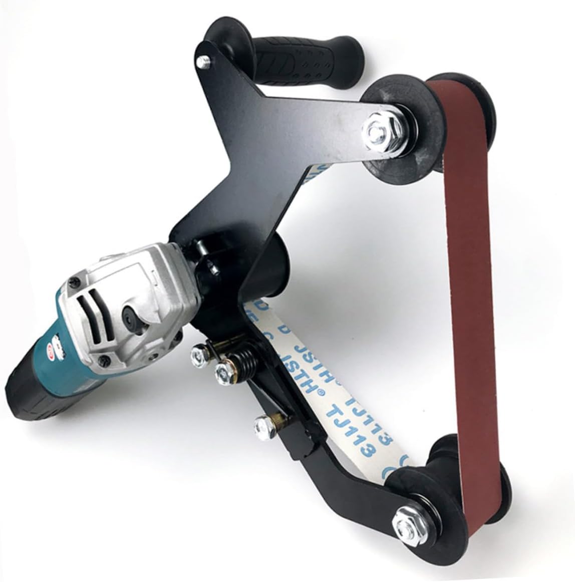 Portable Belt Sander Polishing Attachment with Polymer Guide Wheel High-strength Spring Wear-resistant Handheld Sander Tool for Woodworking and Polishing