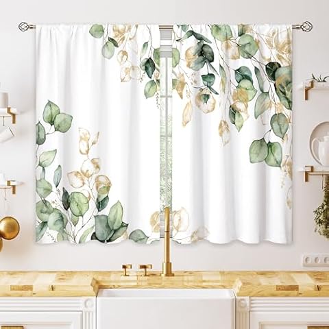 oolygoo Botanical Kitchen Curtains for Spring Cover