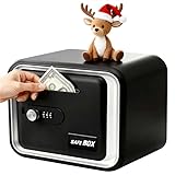 Lefree Piggy Banks for Kids, Money Safe Box Toys for Boys, Adults Mini Safe Box with Secure Password, Coin Bank for Children Best Birthday Cash Coin Can for Kid 8-12 Year Old - Black