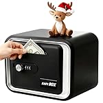 Lefree Piggy Banks for Kids, Money Safe Box Toys for Boys, Adults Mini Safe Box with Secure Password, Coin Bank for Children Best Birthday Gifts Cash Coin Can for Kid 8-12 Year Old - Black