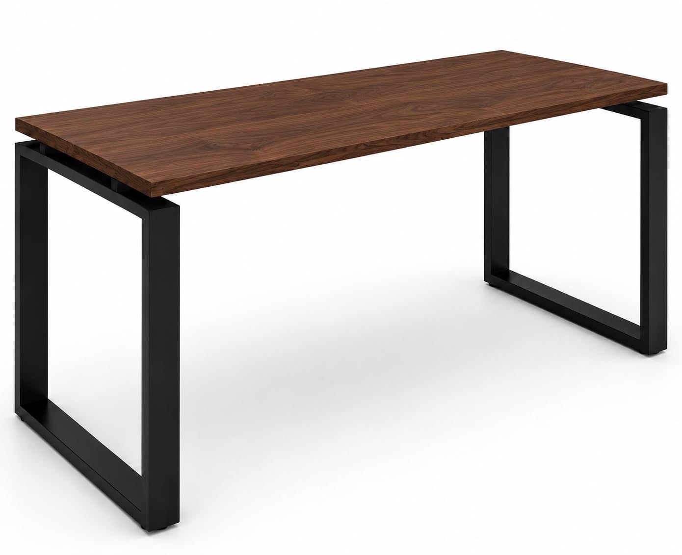 Genérico OFILIKE. Escritorio de Oficina con Estructura Metálica Cerrada Negra, Mesa de Ordenador para Despacho, Teletrabajo y Estudio, Tablero Melamina 25 mm (180X80, Nogal)