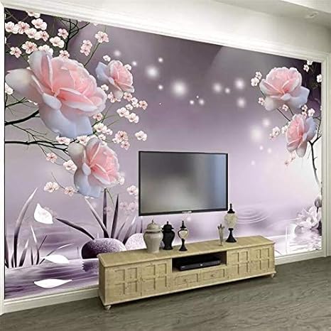 Bzbhart カスタム壁紙hd美しいバラのテレビの背景の壁カスタム大壁画緑の壁紙 1cmx100cm 壁紙 Amazon