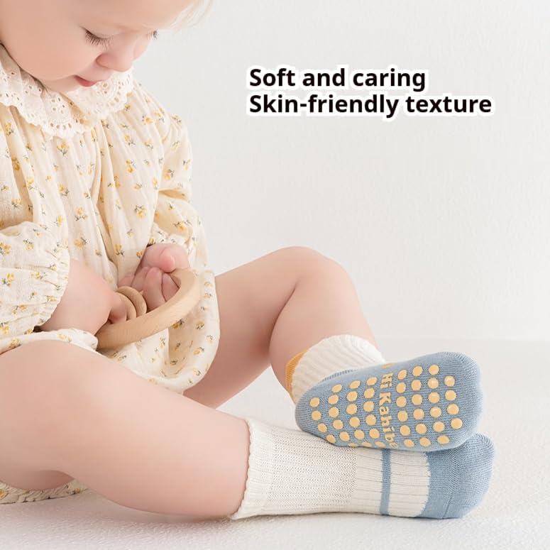 Baby Toddler Non-Skid Crew Socks Non Slip Socks Girl Boy Newborn Infant First Walking Floor Socks 6 Pairs - Image 5