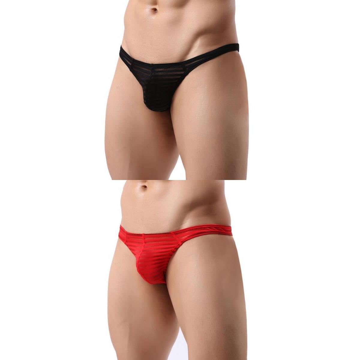 2/set Men Mesh Underwear Thong Briefs Pouch Black Red|Clothing Shoes & Accessories | Mens Clothing | Underwear|2 Pieces Men G-string Thongs-image-19