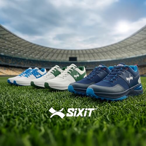 Image of Rise V2 Cricket Shoes for Men, Lightweight Breathable Mesh, Rubber Studded Outsole and TPU Heel Support