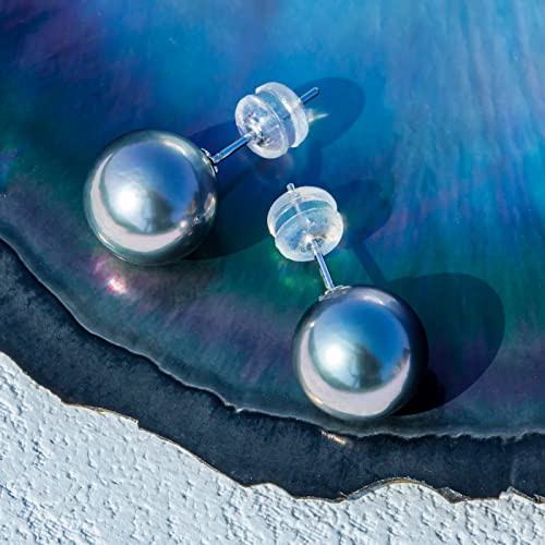 8-12MM Genuine Tahitian Black Pearl 18K Gold Stud Earrings, AAA Quality Handpicked Nature Tahitian Black Pearls, 18K Solid White Gold/Yellow Gold Earring4