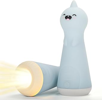 ShaArkMango Flashlight with Night Light for Kids Rechargeable LED Dimmable Nightlight Toddler Bed Room Glow in Dark Handheld Emergency Flashlight for Nursery Traveling Nighttime Use