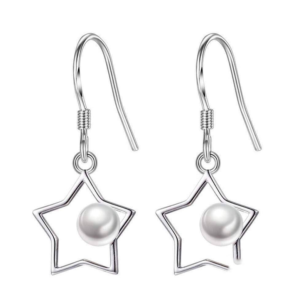 Zestaw eleganckich kolczyków Kolczyki damskie Biżuteria 925 Sterling Silver Star Pearl Wisiorek Kolczyki Hoop Drop Dangle Kolczyki ślubne Kolczyki sztyfty Biżuteria Akcesoria Prezent miłosny Prom
