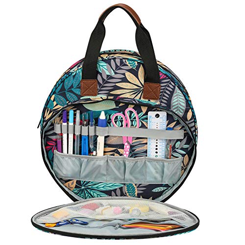 Bolsa para Kit de Bordado, Bolsa para Proyectos de Bordado, Bolsa de Almacenamiento para Herramientas de Bordado y Punto de Cruz, Bolsa de Transporte con Bolsillos para Aros de Bordado y Accesorios