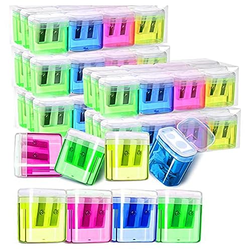 Lorrgasw Pack de 60 sacapuntas de mano para niños, 4 colores