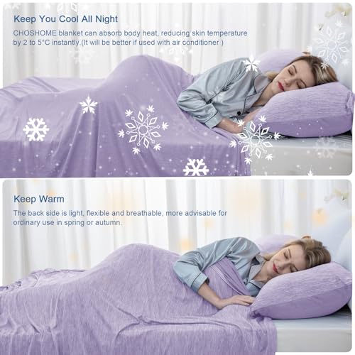 Image of CHOSHOME Cooling Blanket for Hot Sleepers Lightweight Summer Cold Thin Blankets for Sleeping, Hot Flashes Night Sweats, Soft Blanket for Bed, California King 96 inch x 102 inch, Purple